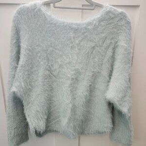 Gap Light Blue Furry Boatneck Sweater Size S